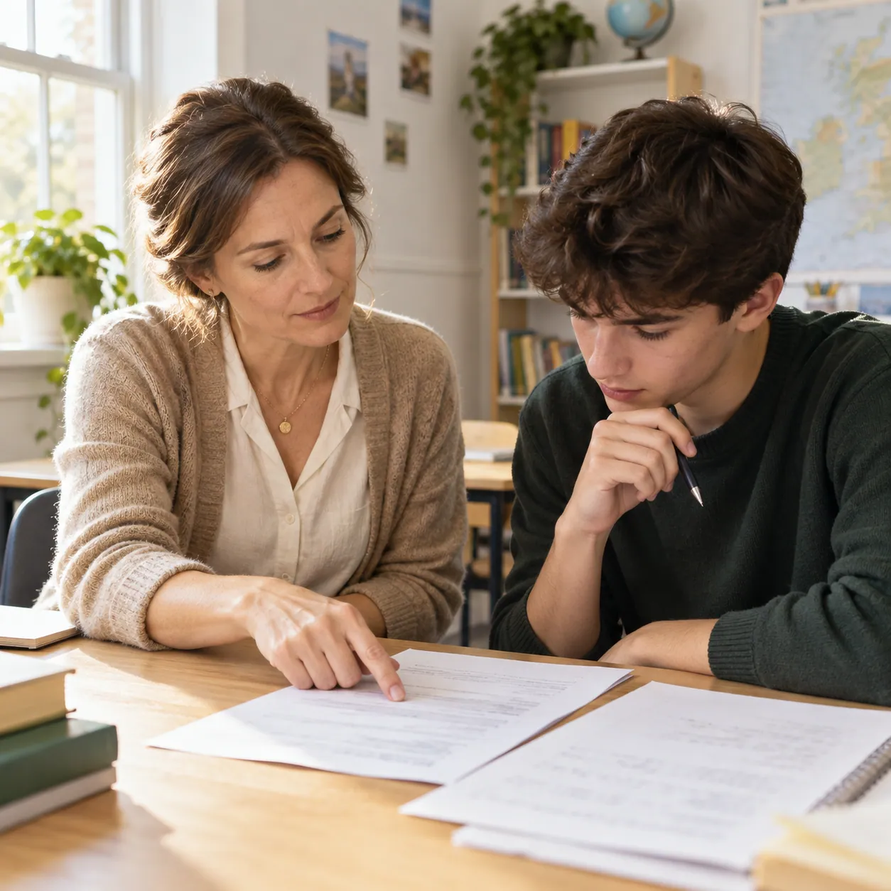 A tutor giving feedback on a practice test